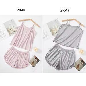 100% cotton 2pc set: shorts + sleeveless top Home wear Pajama Mujer Strap Active